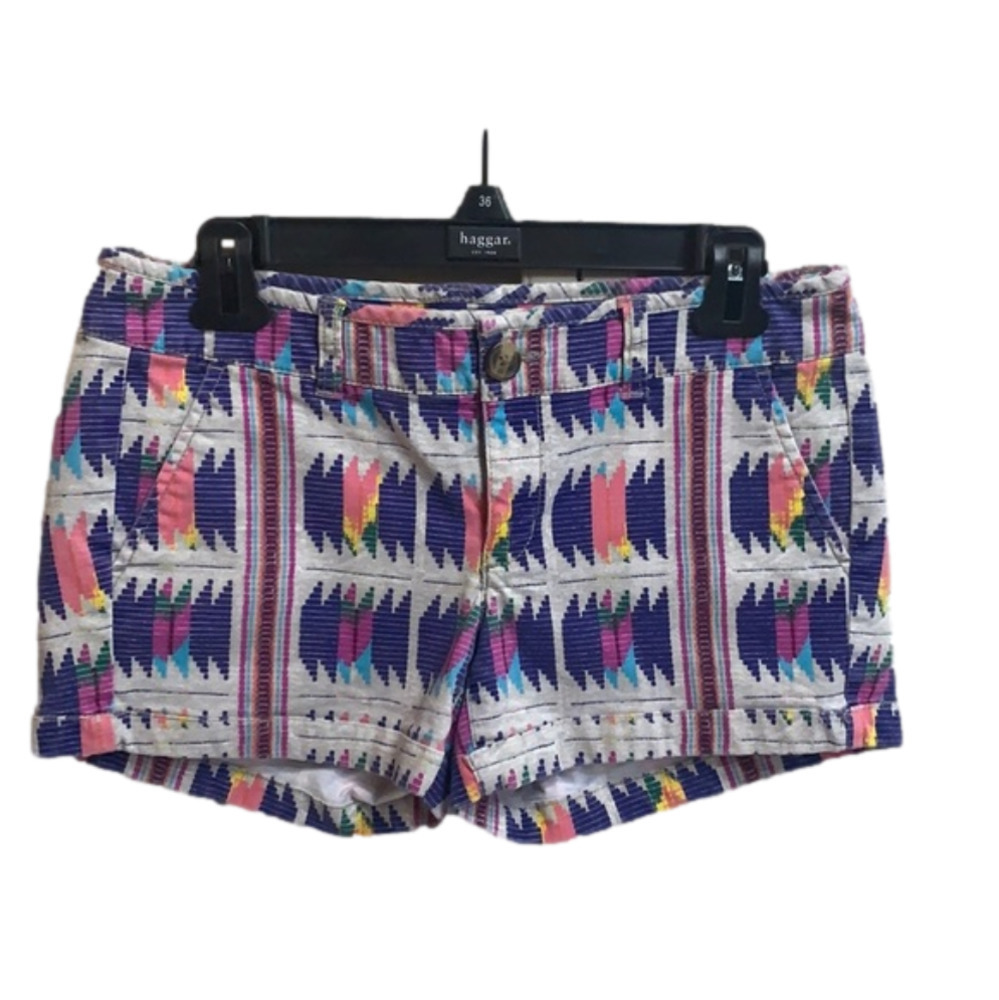𝅺t33 American Eagle Midi Flat Front Aztec Printed Sz 4 Biho Festival Fair